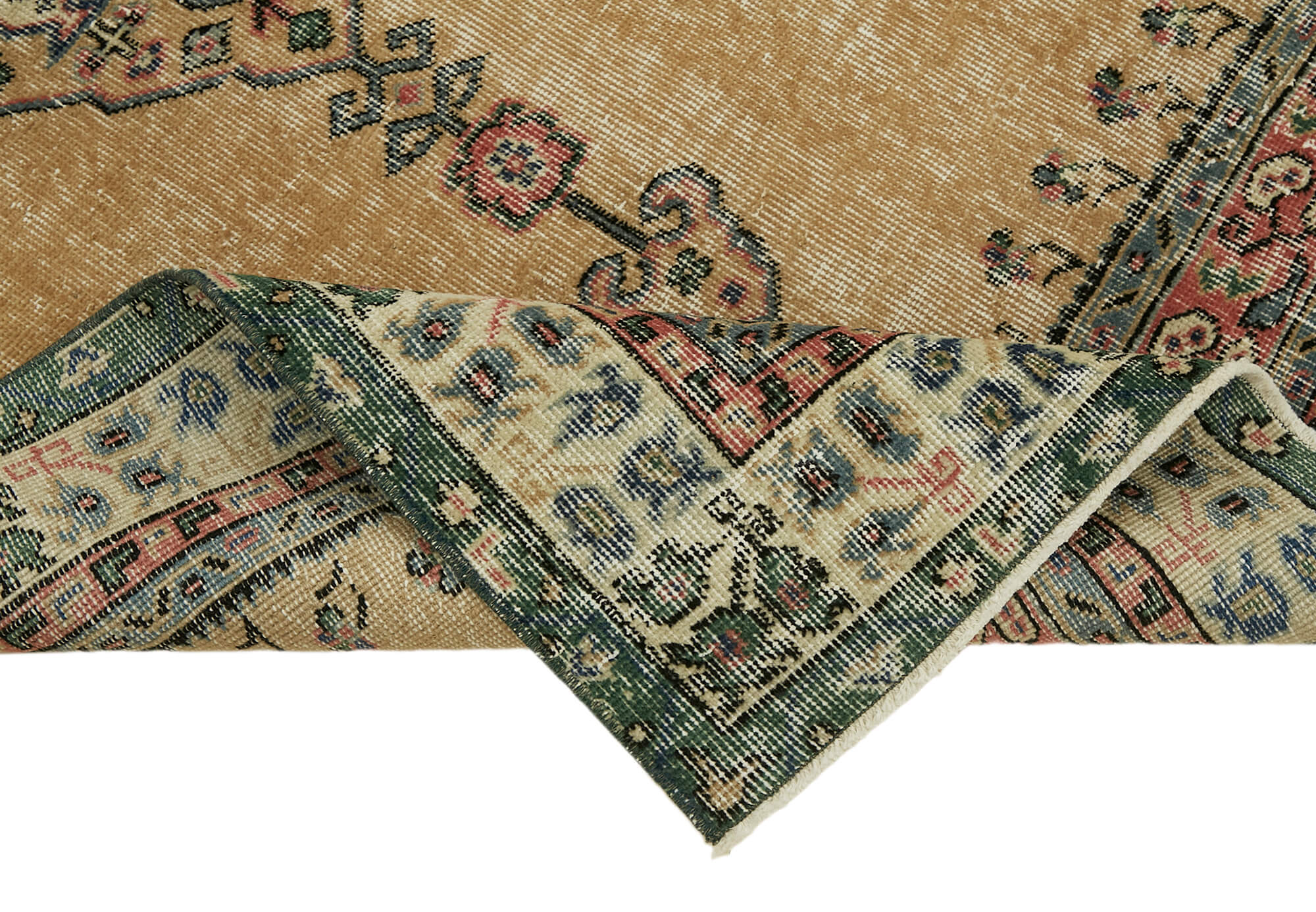 4x7 Beige Turkish Vintage Area Rug - 45899