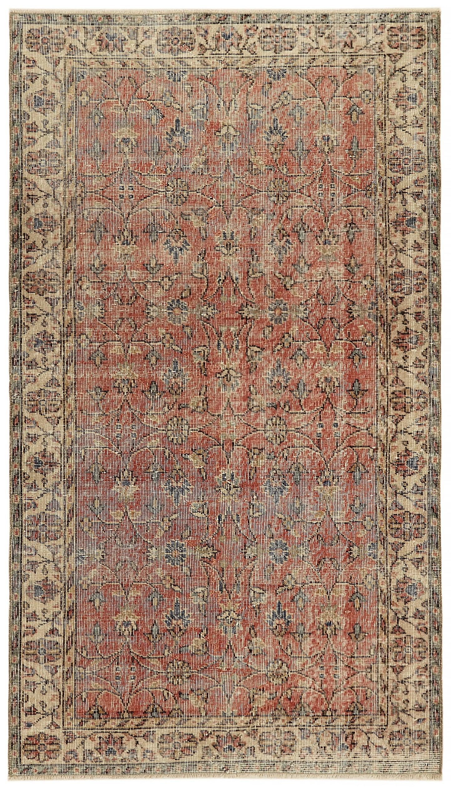 4x6 Red Turkish Vintage Area Rug - 45900
