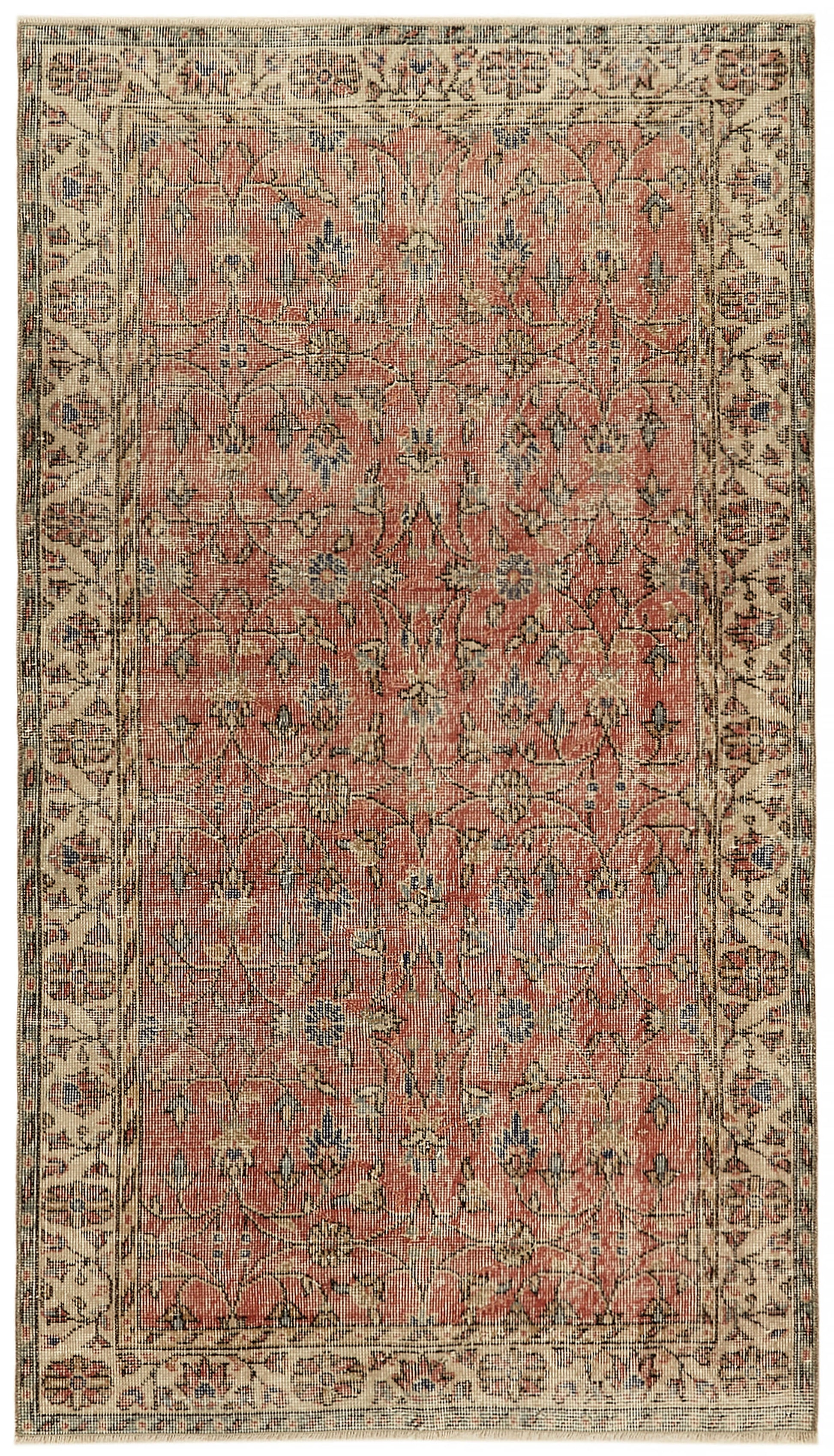 4x6 Red Turkish Vintage Area Rug - 45900