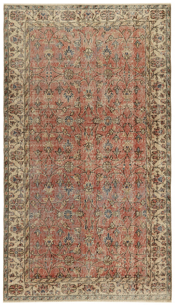 4x6 Red Turkish Vintage Area Rug - 45900