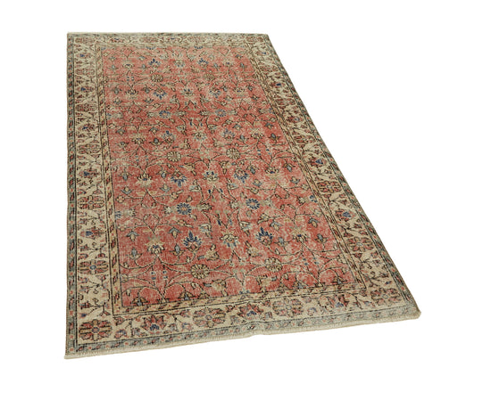 4x6 Red Turkish Vintage Area Rug - 45900