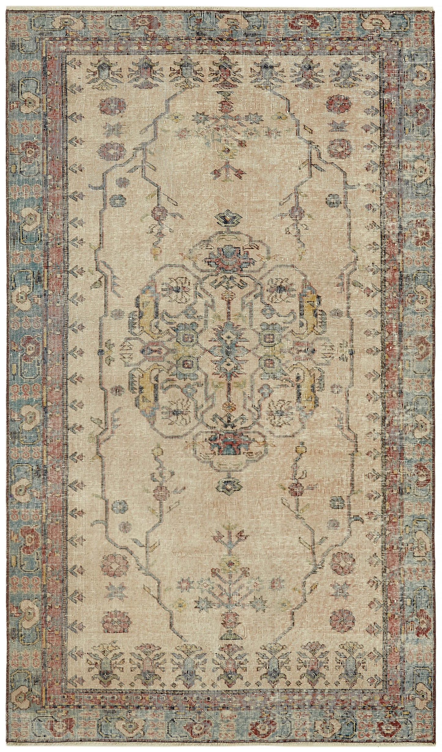 4x7 Beige Turkish Vintage Area Rug - 45902