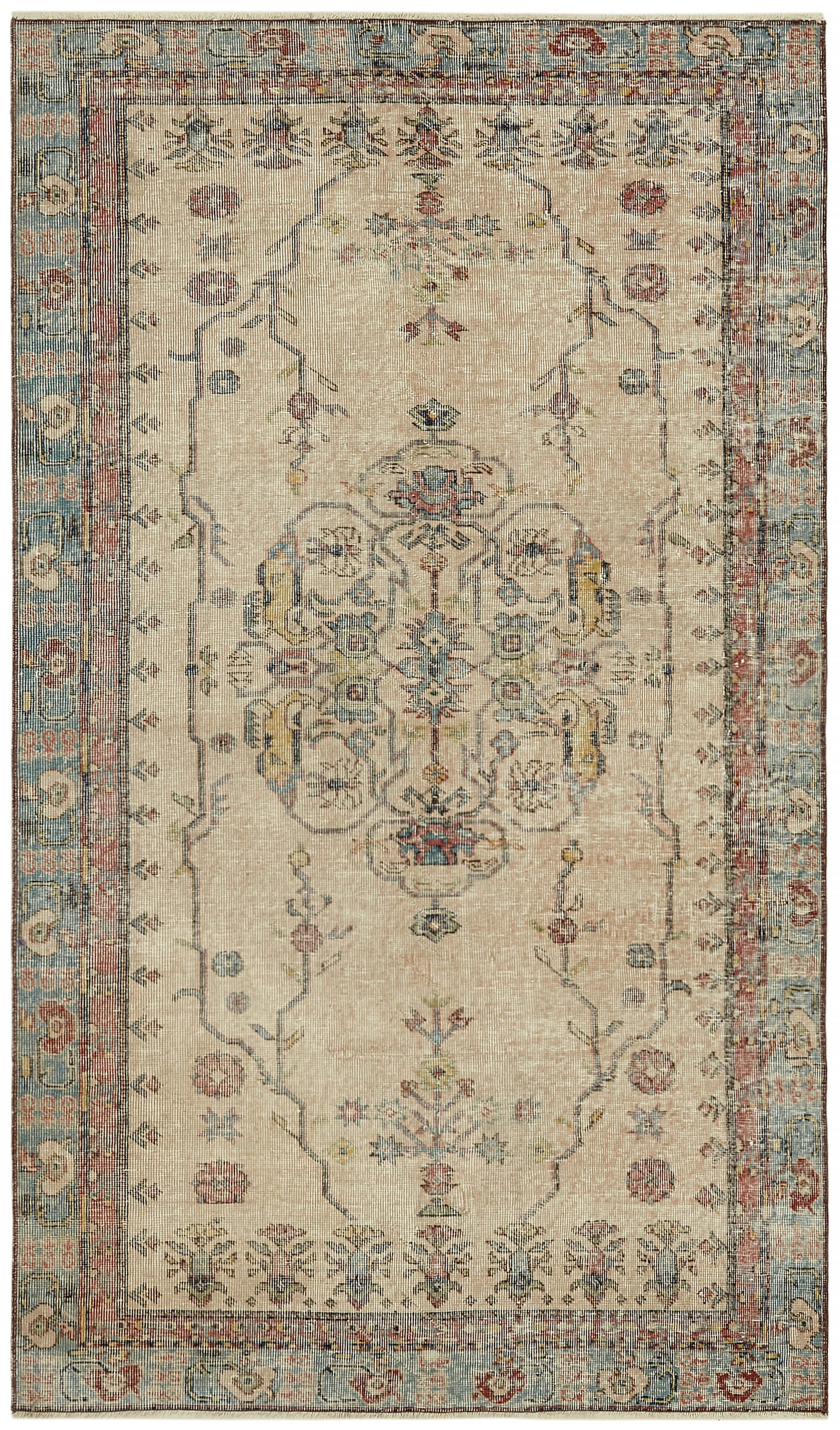 4x7 Beige Turkish Vintage Area Rug - 45902