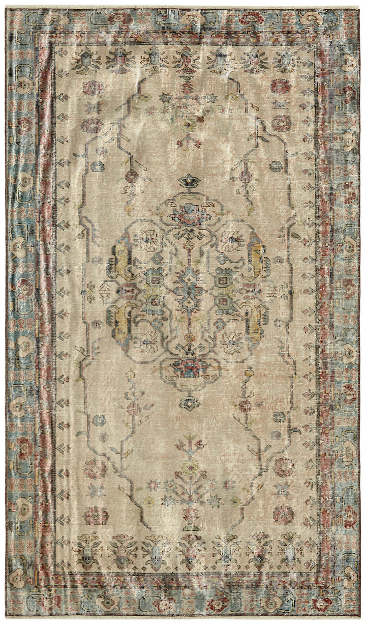 4x7 Beige Turkish Vintage Area Rug - 45902