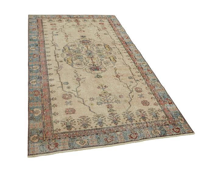 4x7 Beige Turkish Vintage Area Rug - 45902