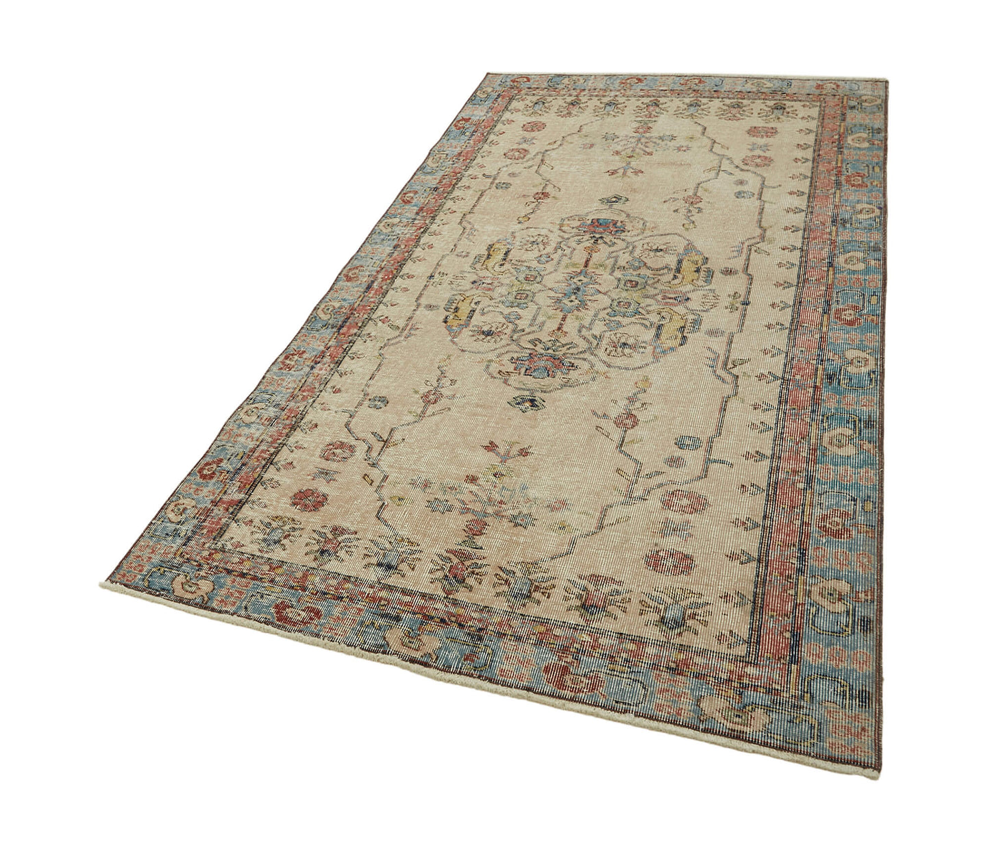 4x7 Beige Turkish Vintage Area Rug - 45902