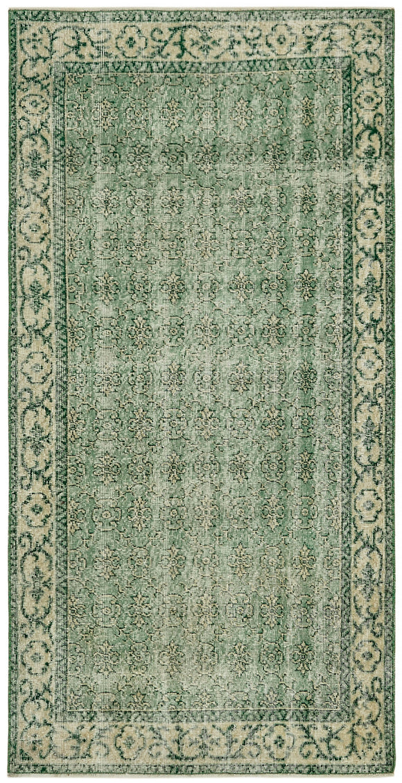 4x7 Green Turkish Vintage Area Rug - 45903