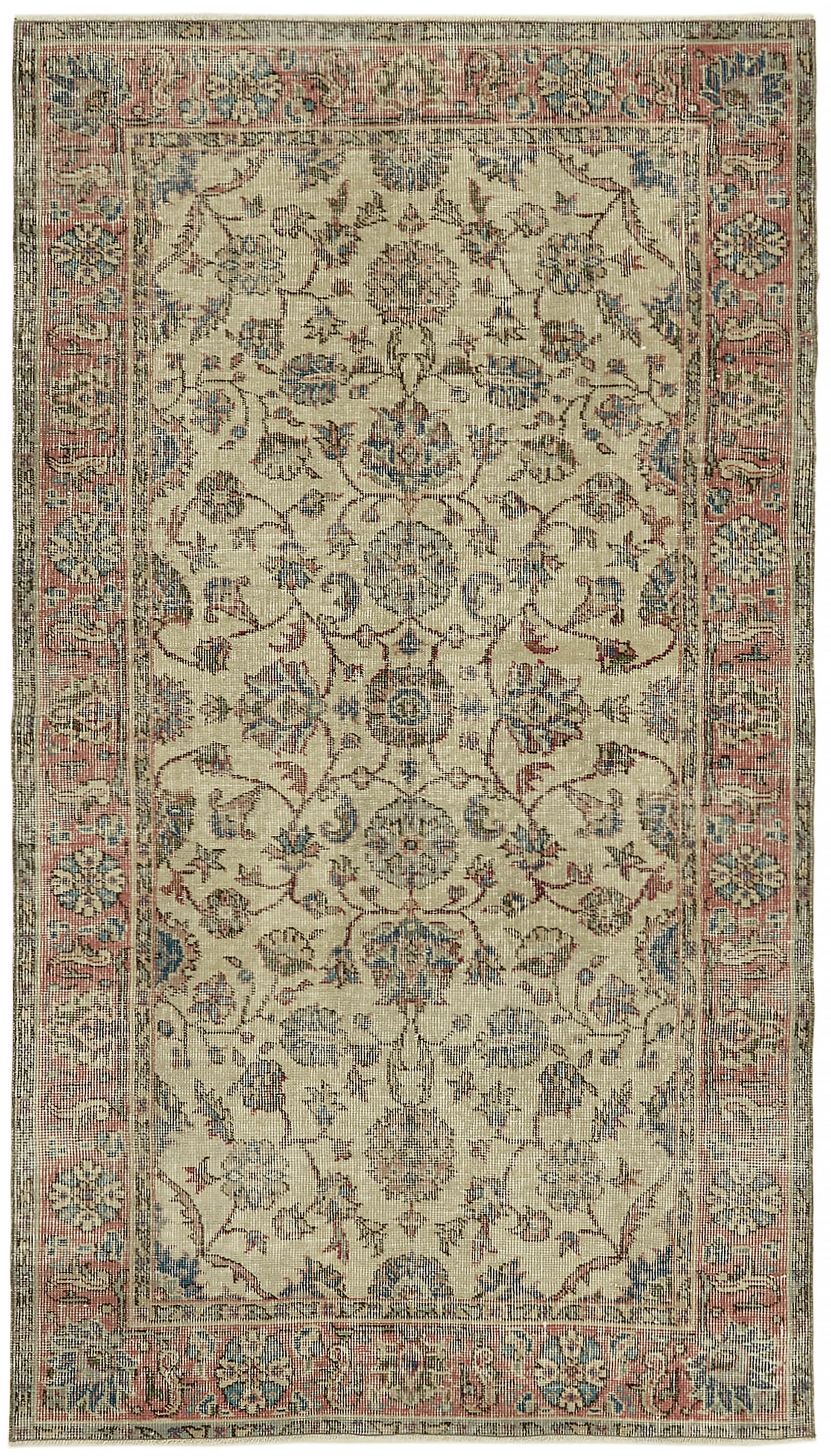 4x6 Beige Turkish Vintage Area Rug - 45904