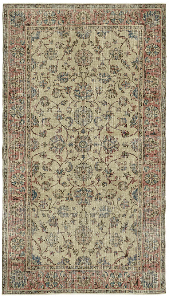 4x6 Beige Turkish Vintage Area Rug - 45904