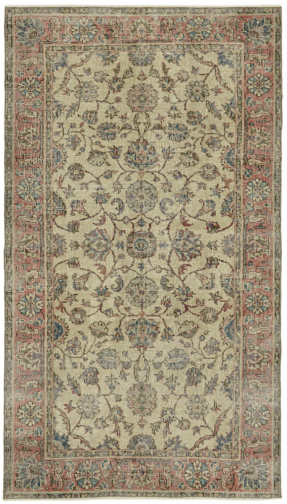 4x6 Beige Turkish Vintage Area Rug - 45904