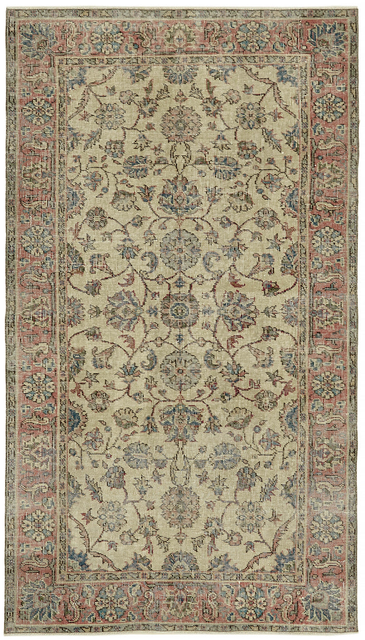 4x6 Beige Turkish Vintage Area Rug - 45904