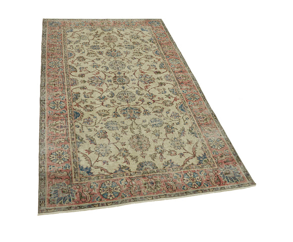 4x6 Beige Turkish Vintage Area Rug - 45904