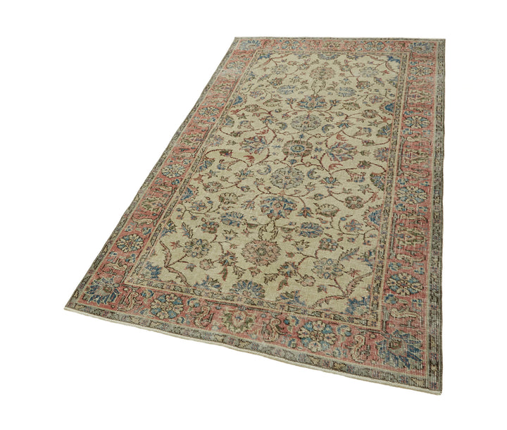 4x6 Beige Turkish Vintage Area Rug - 45904