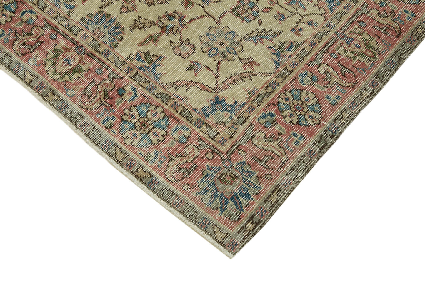 4x6 Beige Turkish Vintage Area Rug - 45904