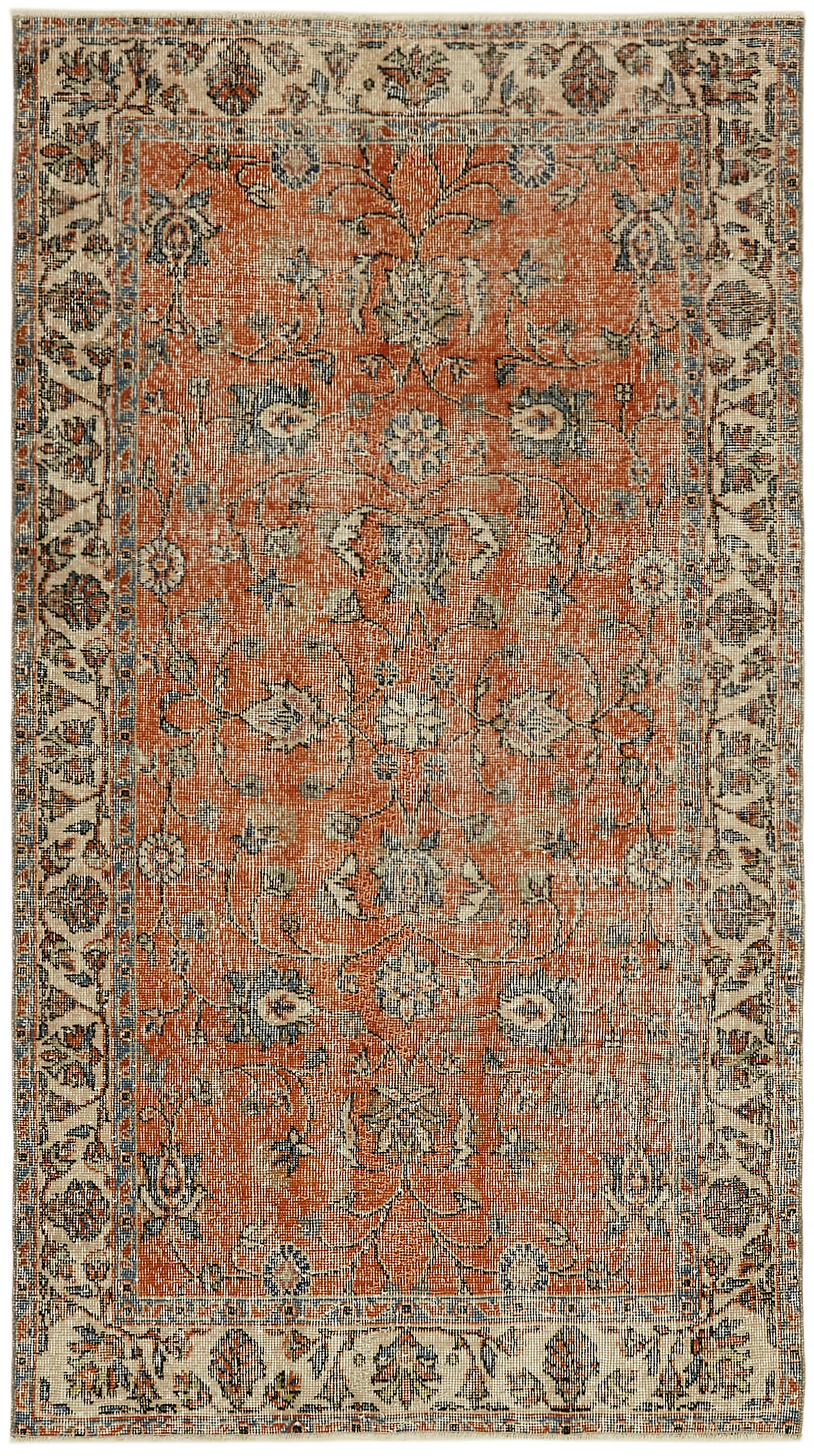 4x7 Beige Turkish Vintage Area Rug - 45905