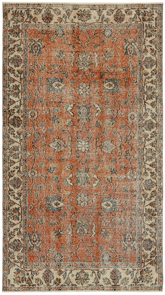 4x7 Beige Turkish Vintage Area Rug - 45905