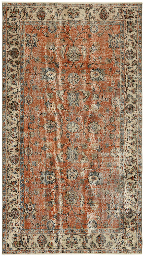 4x7 Beige Turkish Vintage Area Rug - 45905