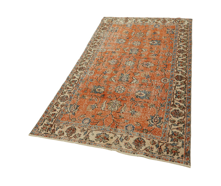 4x7 Beige Turkish Vintage Area Rug - 45905
