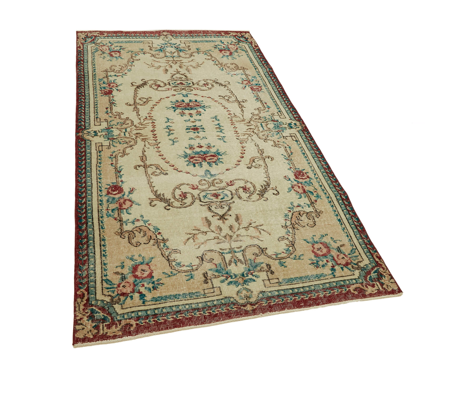4x7 Red Turkish Vintage Area Rug - 45907