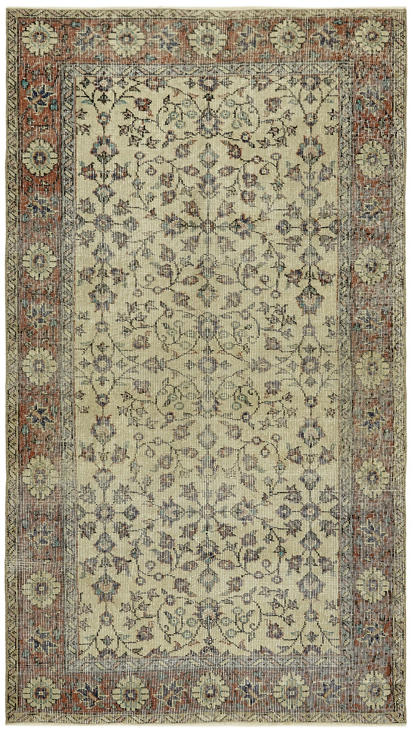 4x6 Beige Turkish Vintage Area Rug - 45908