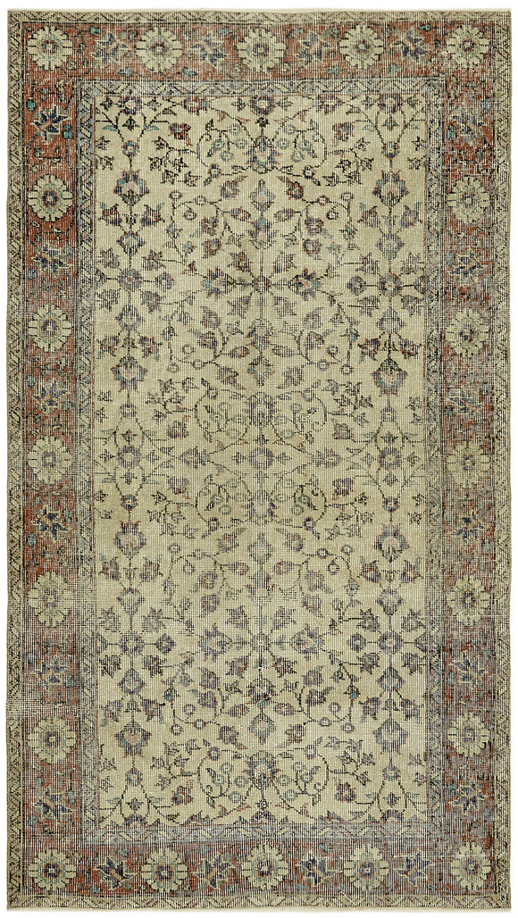 4x6 Beige Turkish Vintage Area Rug - 45908