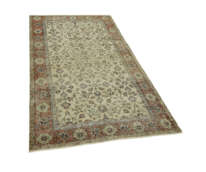 4x6 Beige Turkish Vintage Area Rug - 45908
