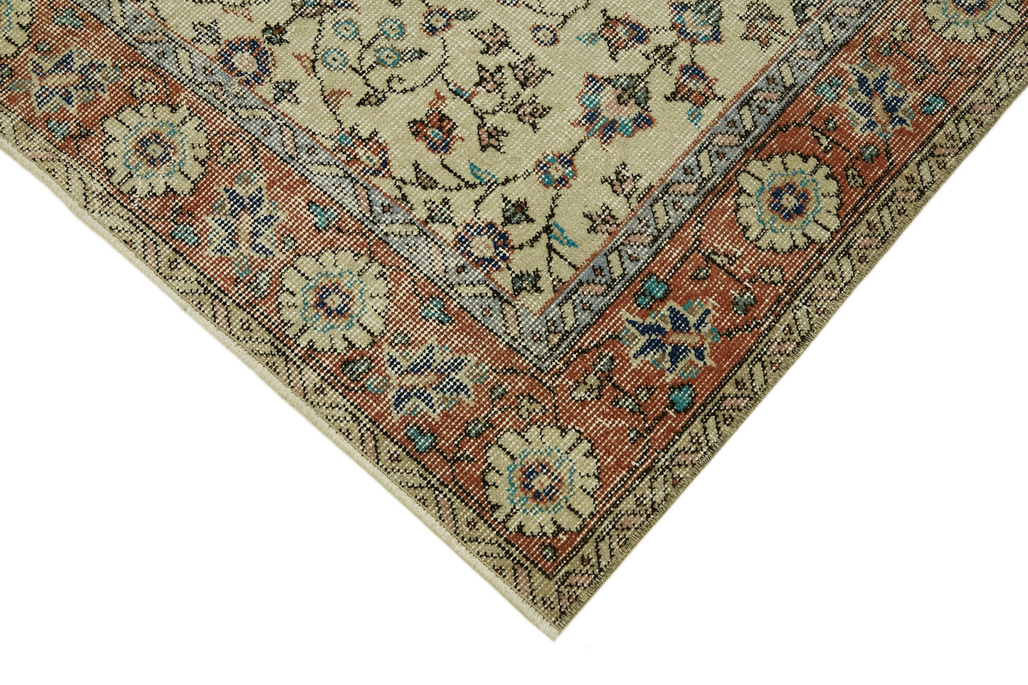 4x6 Beige Turkish Vintage Area Rug - 45908