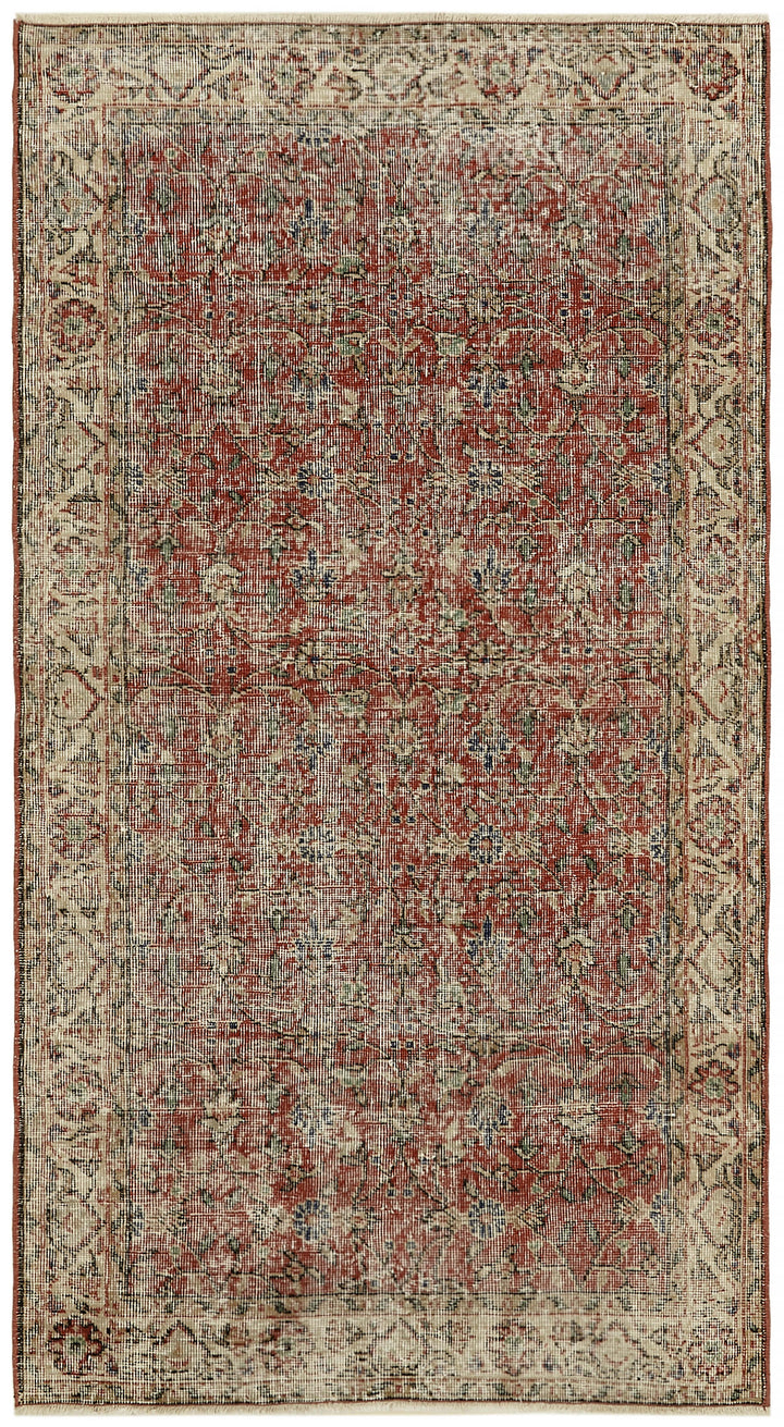 4x7 Red Turkish Vintage Area Rug - 45910