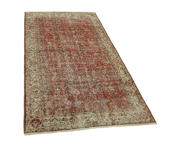 4x7 Red Turkish Vintage Area Rug - 45910