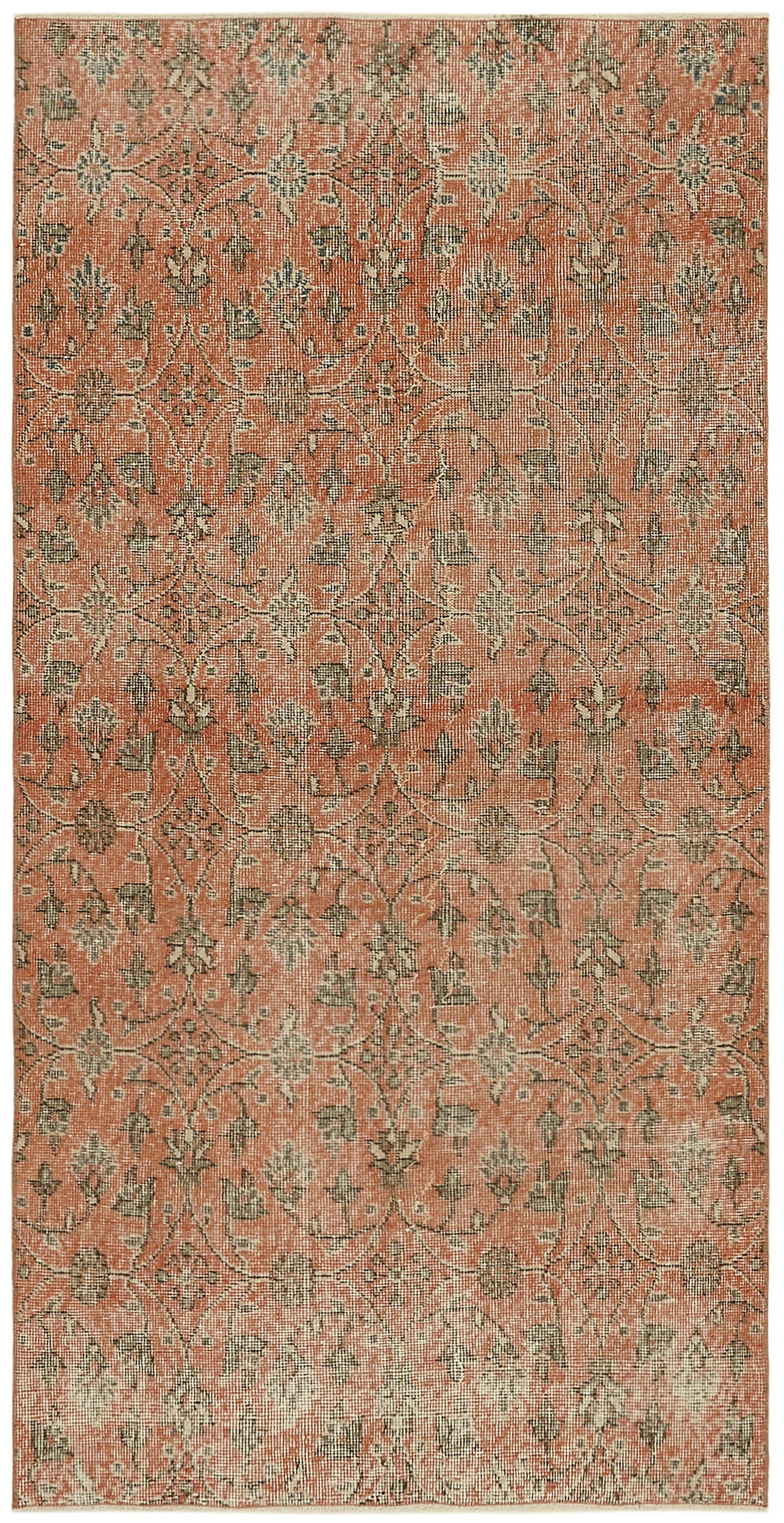 3x7 Orange Turkish Vintage Area Rug - 45912
