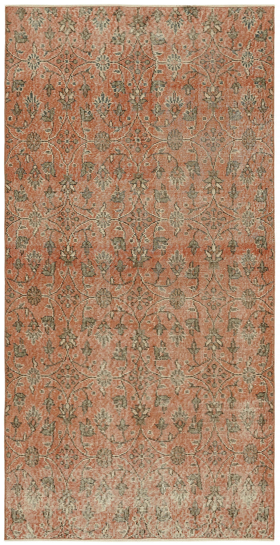 3x7 Orange Turkish Vintage Area Rug - 45912
