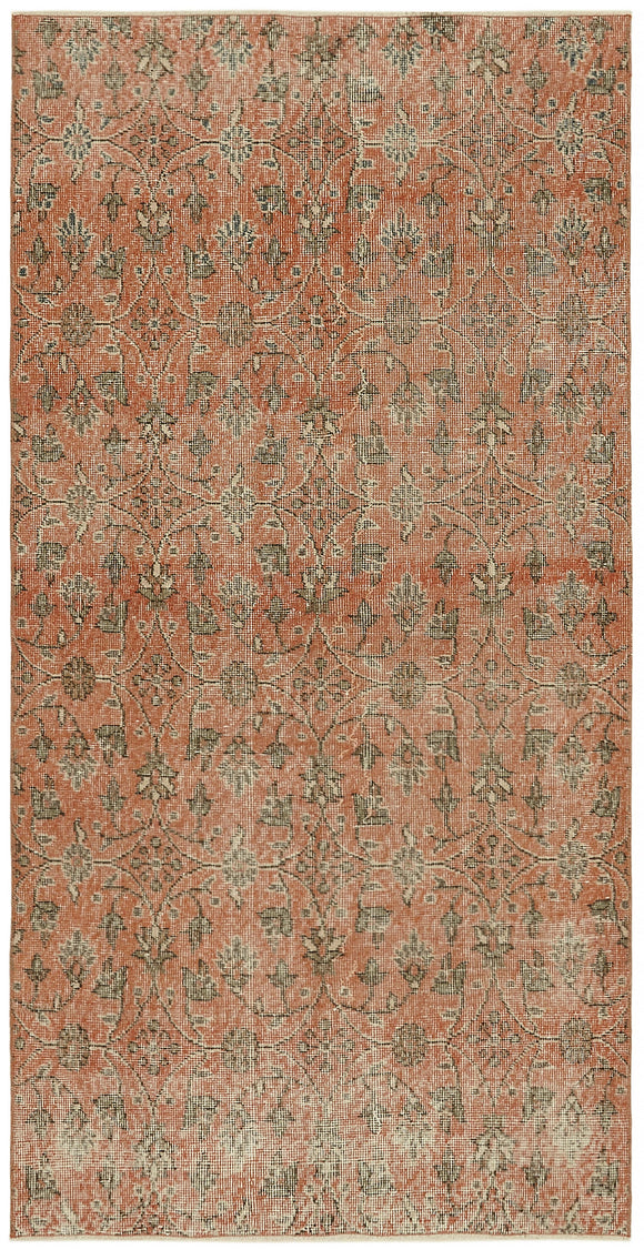 3x7 Orange Turkish Vintage Area Rug - 45912
