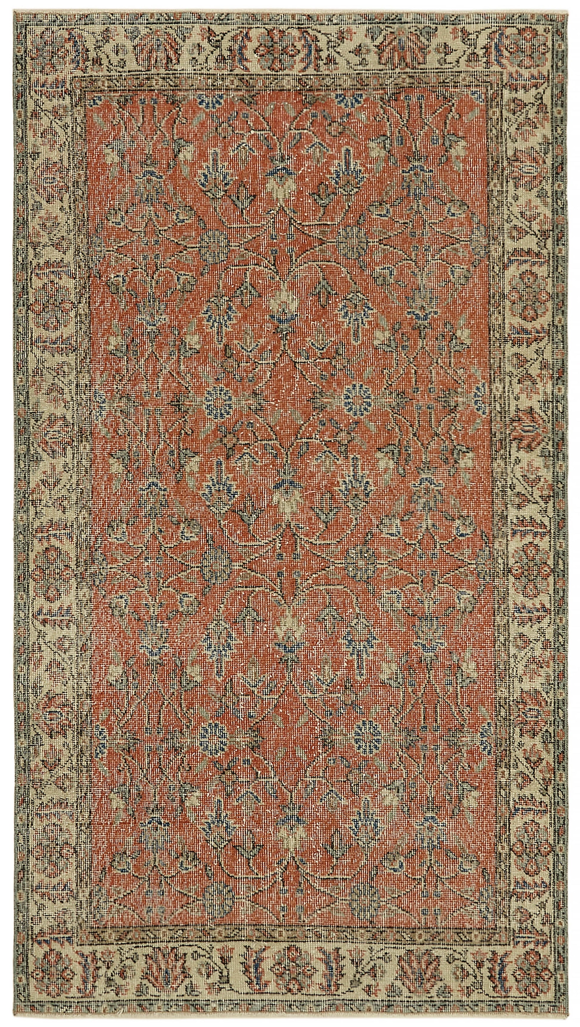4x7 Beige Turkish Vintage Area Rug - 45913