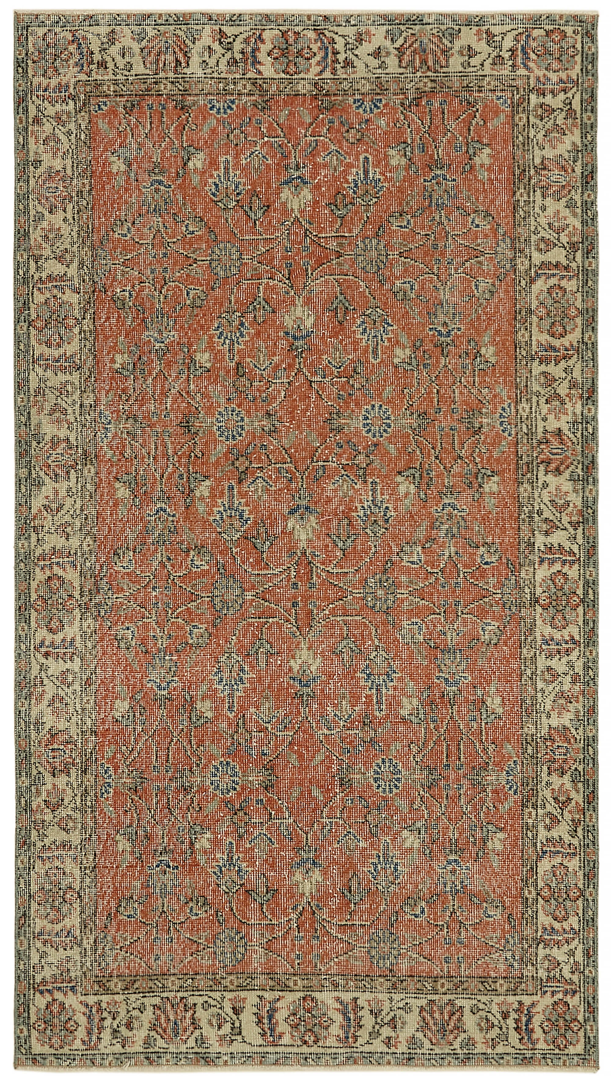 4x7 Beige Turkish Vintage Area Rug - 45913