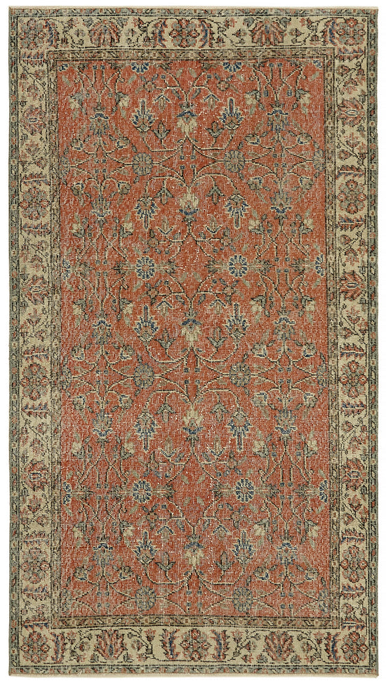 4x7 Beige Turkish Vintage Area Rug - 45913