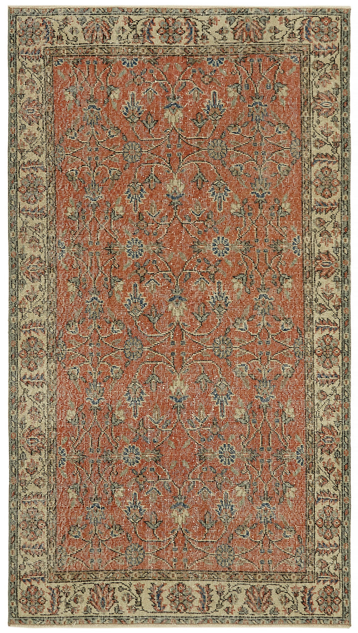 4x7 Beige Turkish Vintage Area Rug - 45913