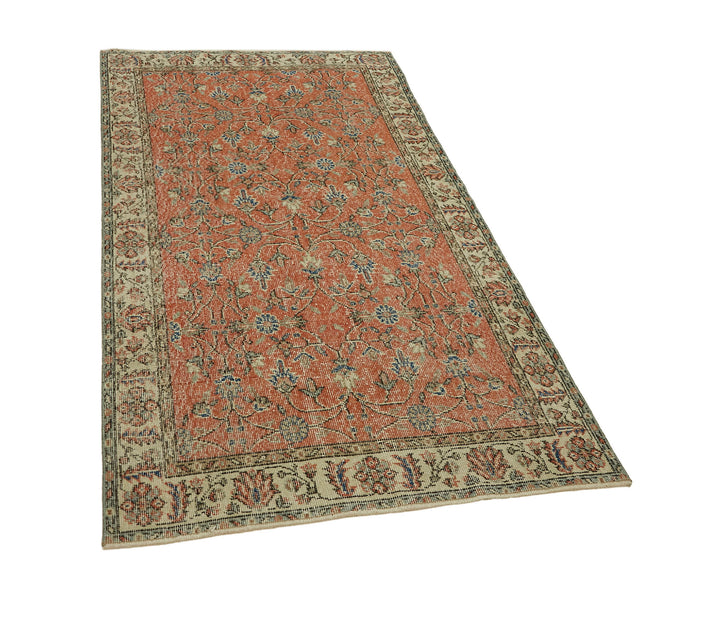 4x7 Beige Turkish Vintage Area Rug - 45913