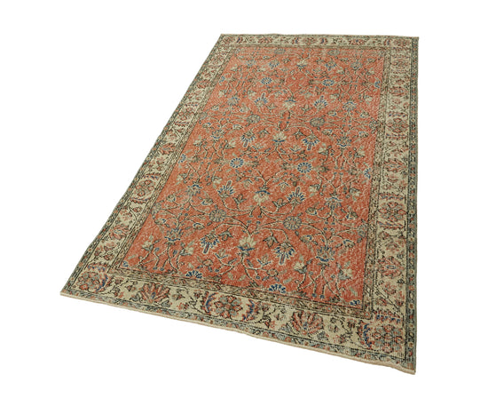4x7 Beige Turkish Vintage Area Rug - 45913