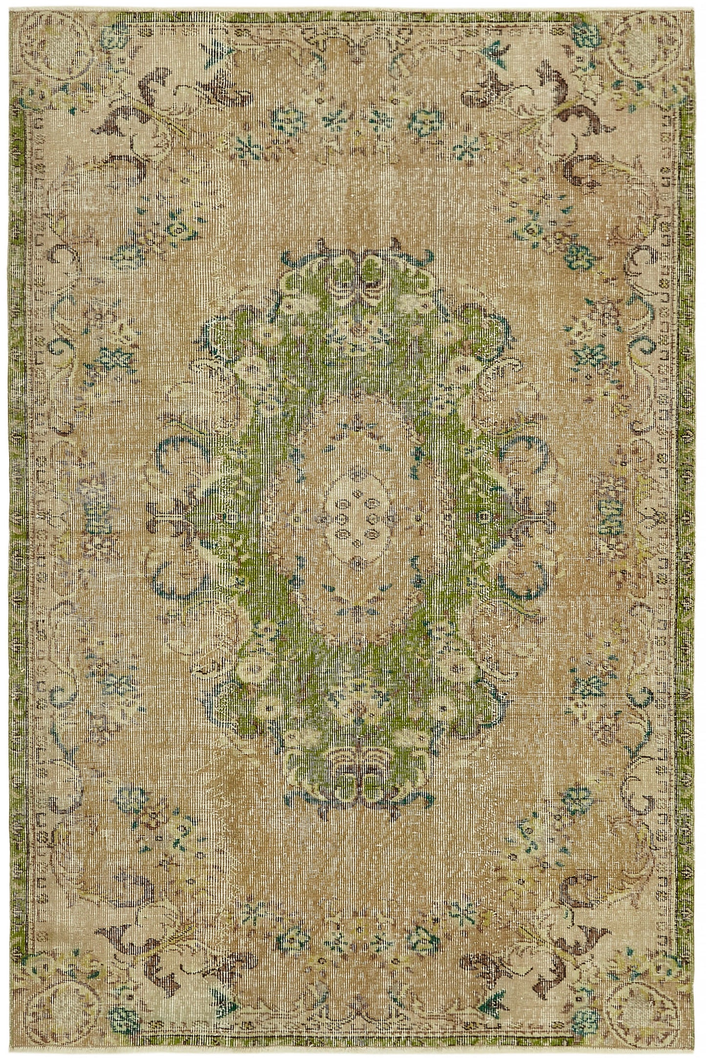 4x7 Beige Turkish Vintage Area Rug - 45914