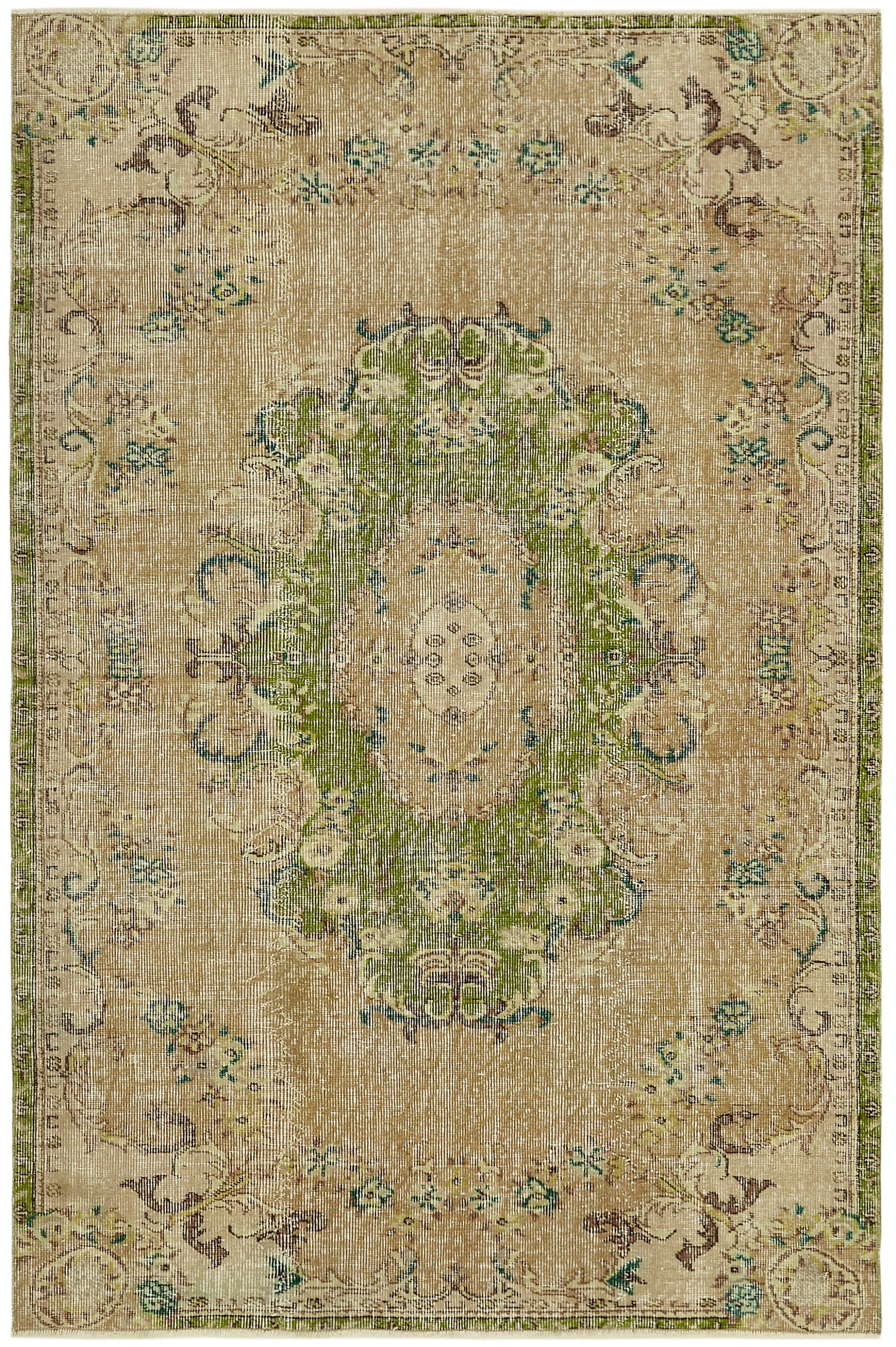 4x7 Beige Turkish Vintage Area Rug - 45914
