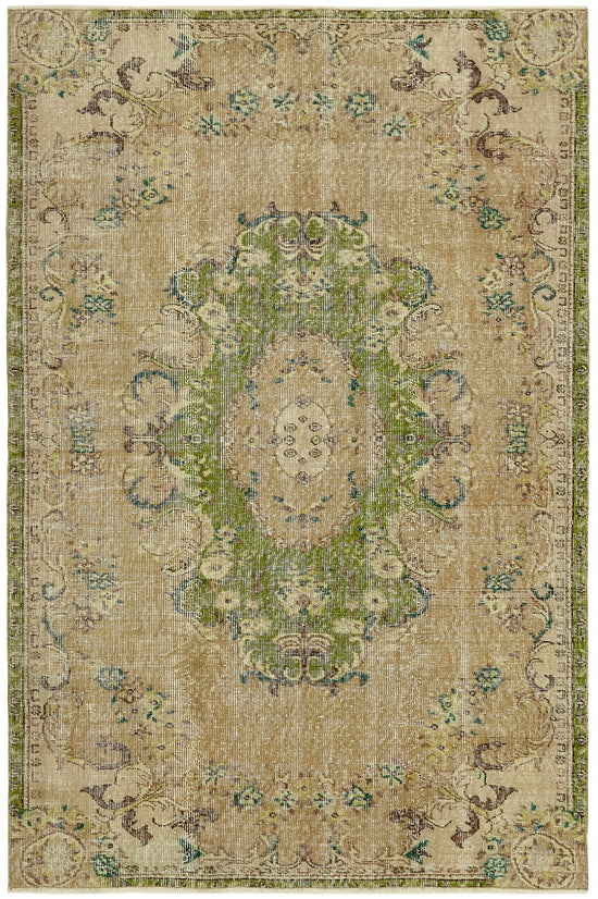 4x7 Beige Turkish Vintage Area Rug - 45914