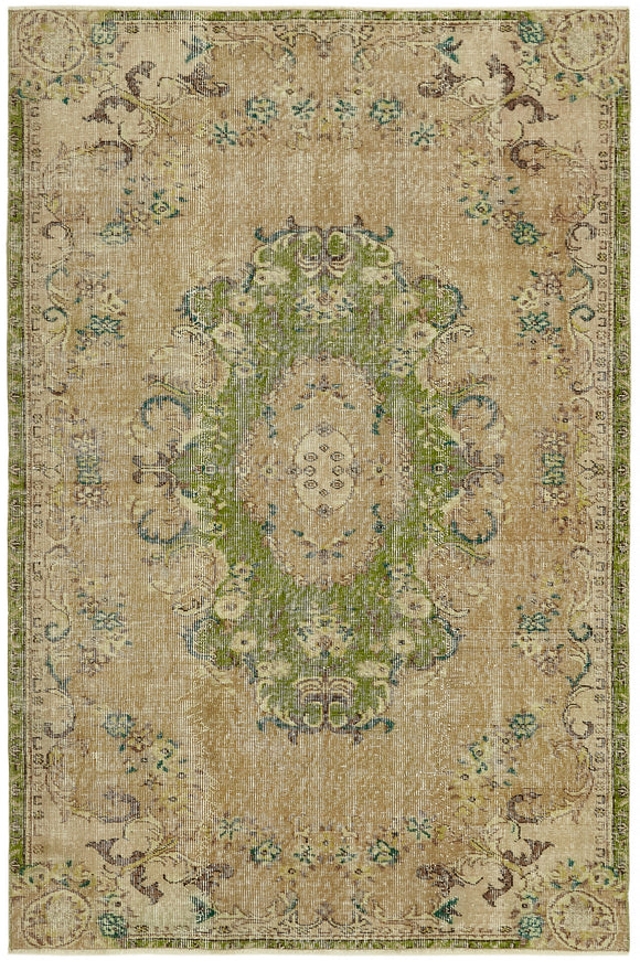 4x7 Beige Turkish Vintage Area Rug - 45914