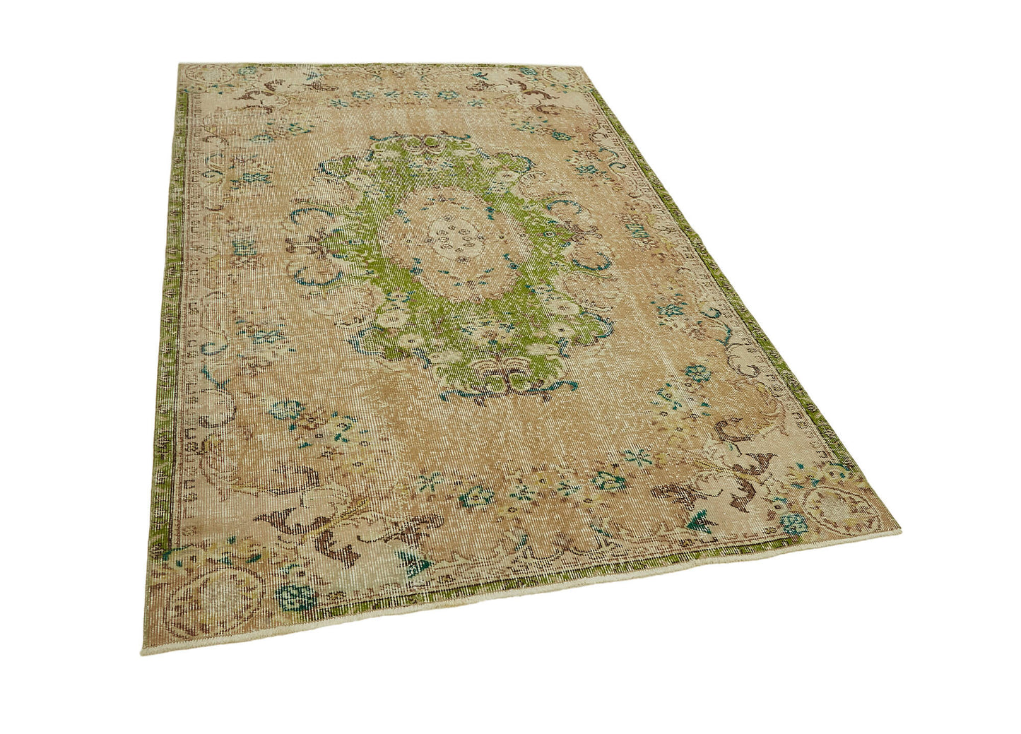 4x7 Beige Turkish Vintage Area Rug - 45914