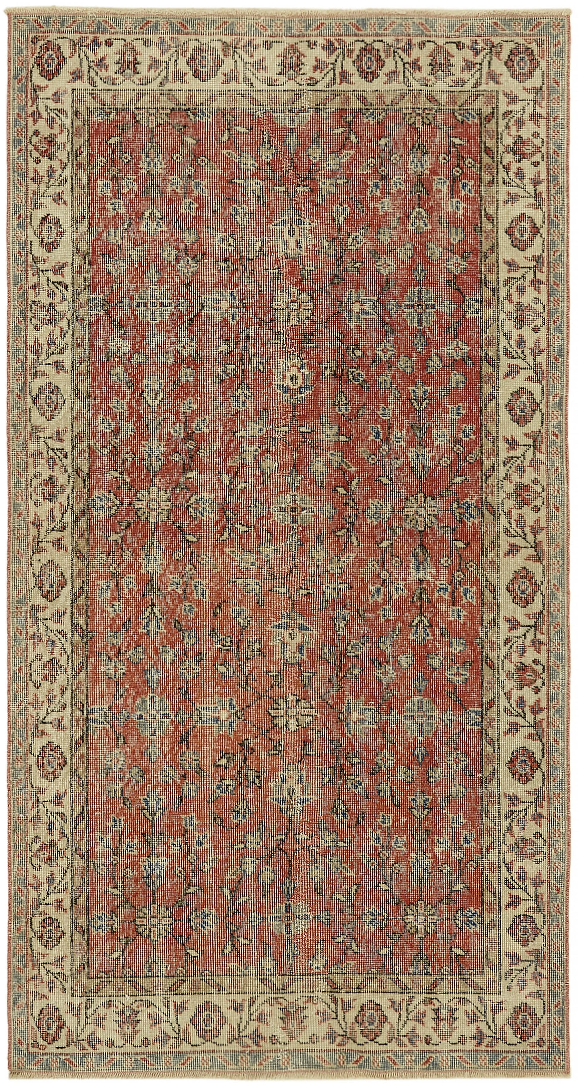 4x7 Red Turkish Vintage Area Rug - 45915