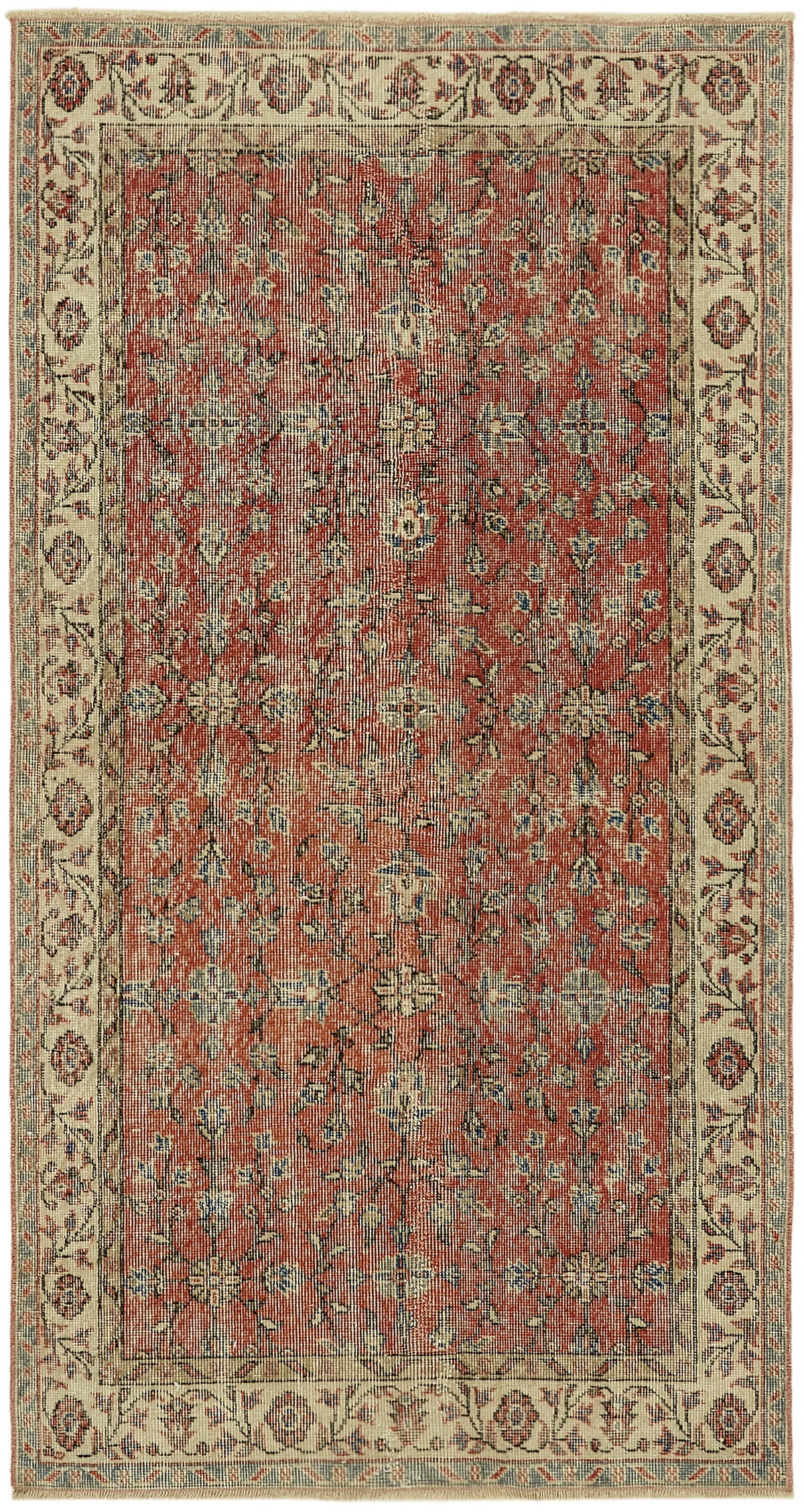 4x7 Red Turkish Vintage Area Rug - 45915