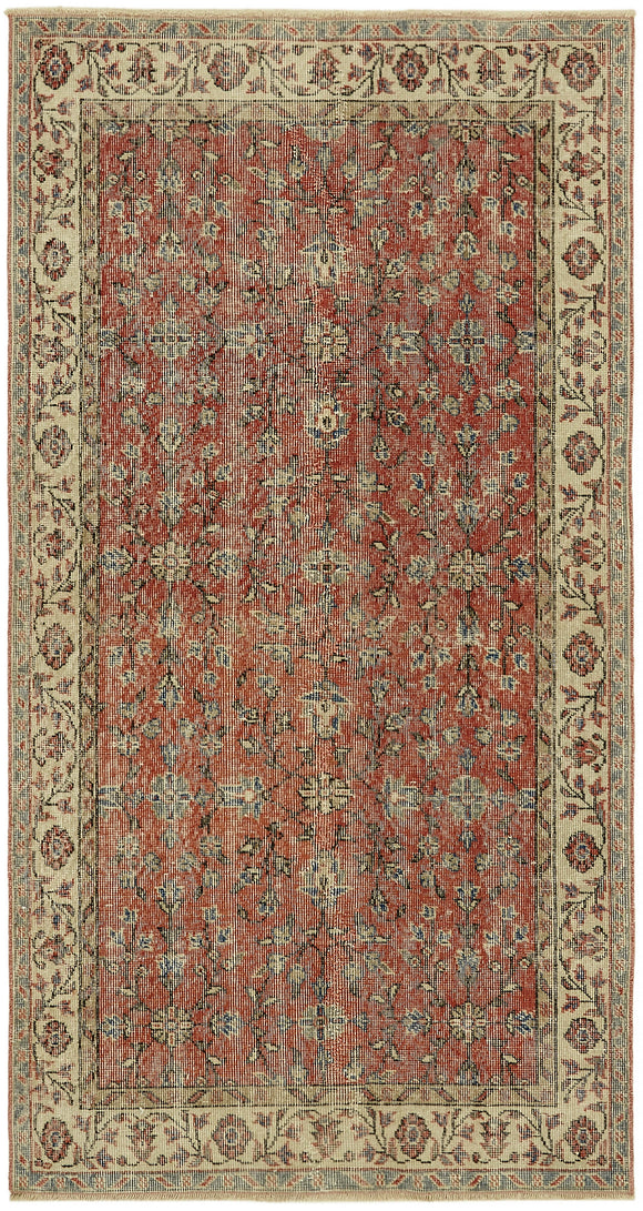 4x7 Red Turkish Vintage Area Rug - 45915
