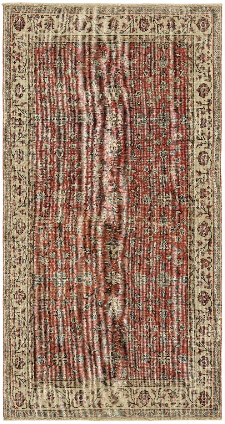 4x7 Red Turkish Vintage Area Rug - 45915