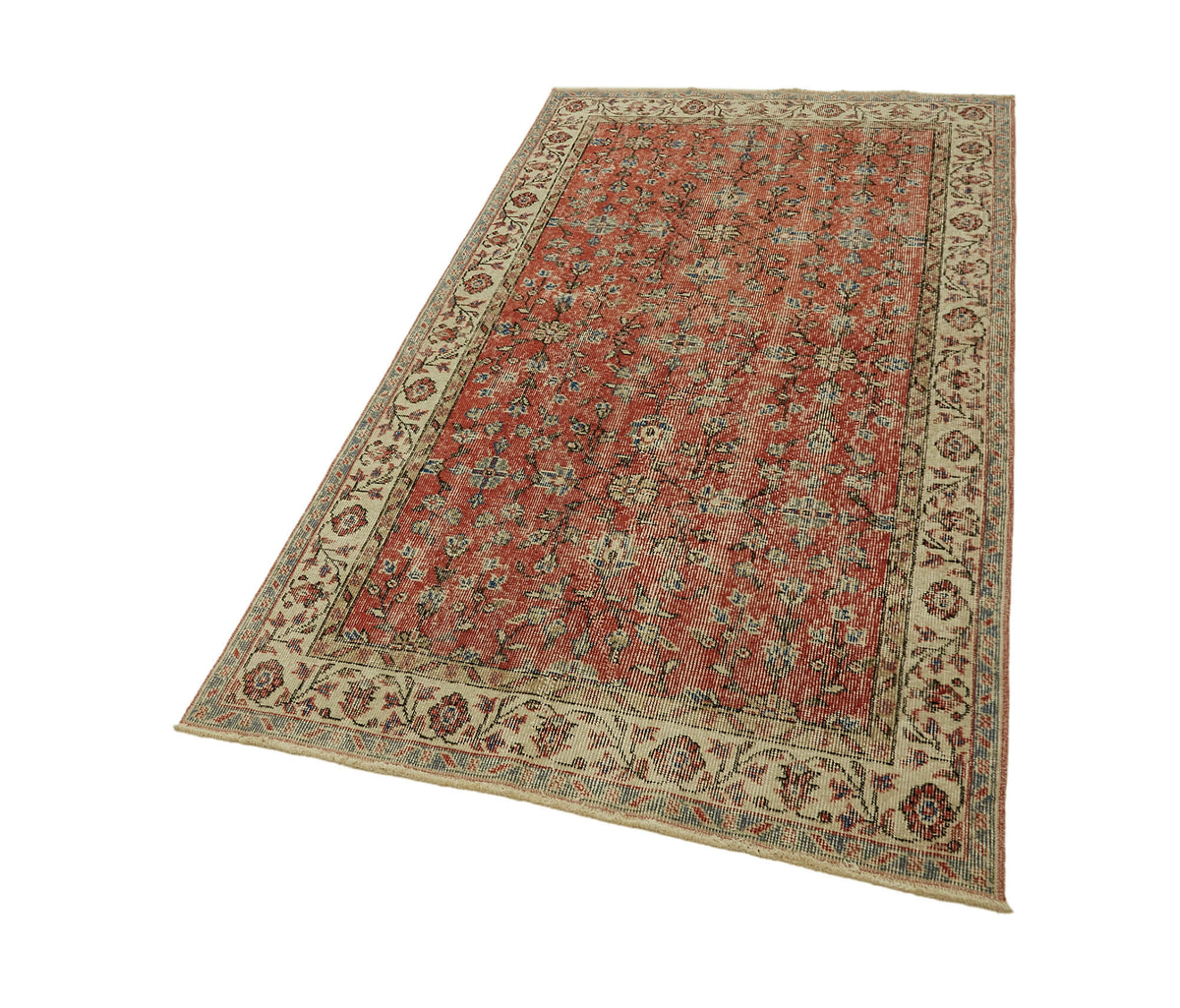 4x7 Red Turkish Vintage Area Rug - 45915