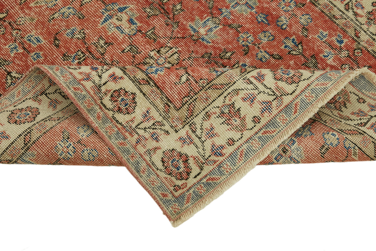 4x7 Red Turkish Vintage Area Rug - 45915