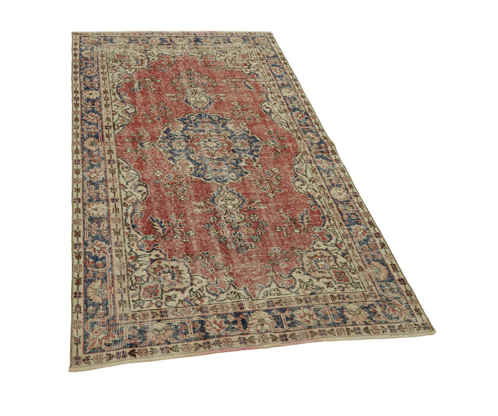 4x6 Beige Turkish Vintage Area Rug - 45916